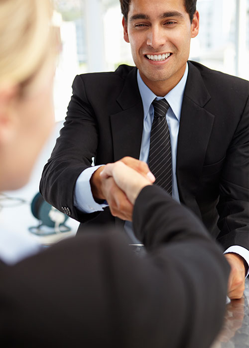 handshake between a man and a woman